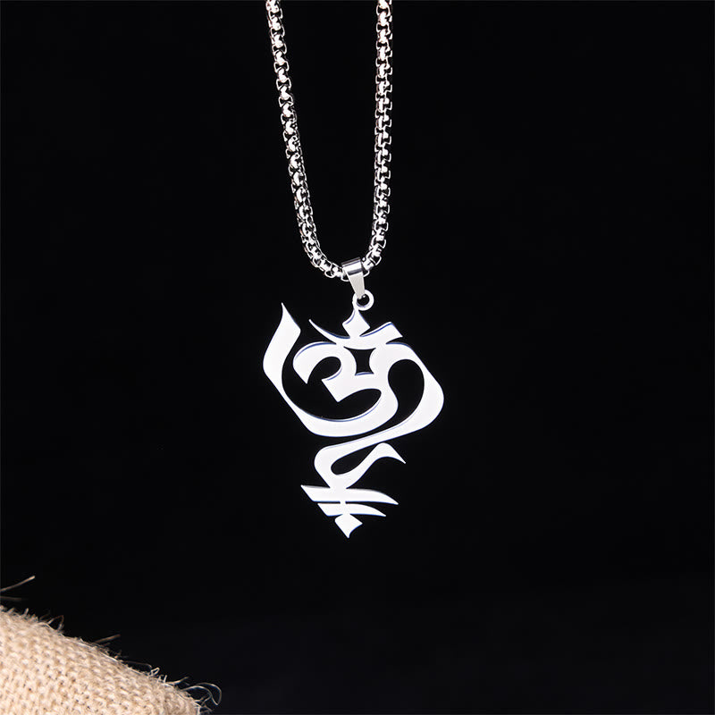 Vintage OM Symbol geometry Design Stainless Steel Connection Necklace Pendant