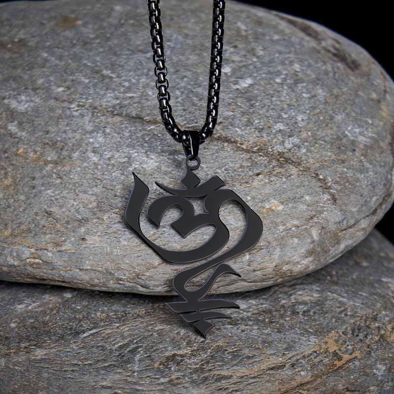 Vintage OM Symbol geometry Design Stainless Steel Connection Necklace Pendant