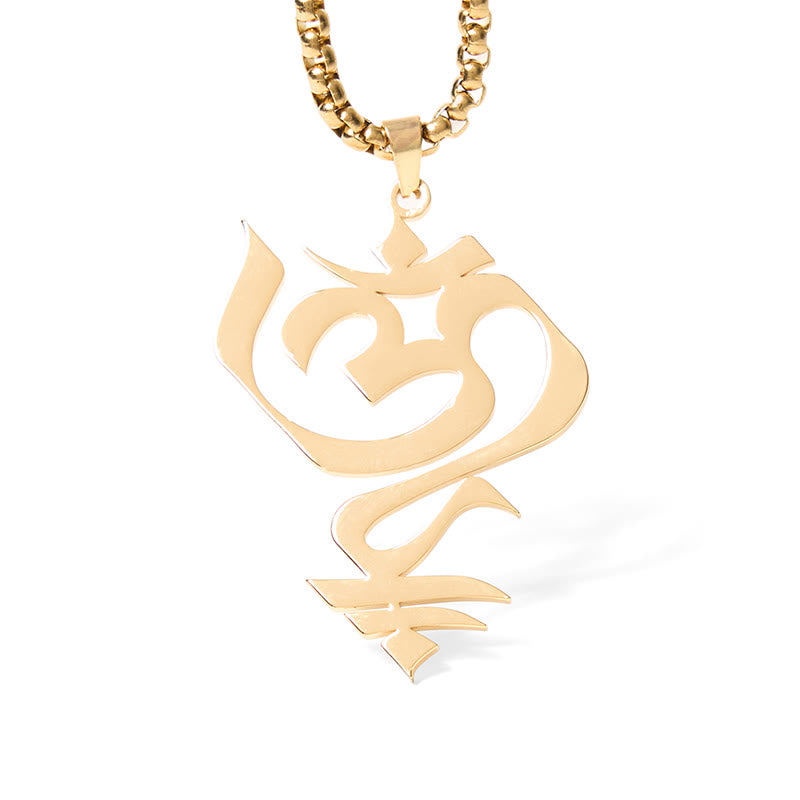 Vintage OM Symbol geometry Design Stainless Steel Connection Necklace Pendant
