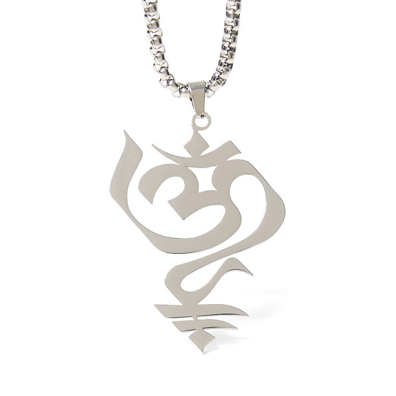 Vintage OM Symbol geometry Design Stainless Steel Connection Necklace Pendant