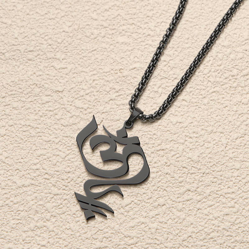 Vintage OM Symbol geometry Design Stainless Steel Connection Necklace Pendant