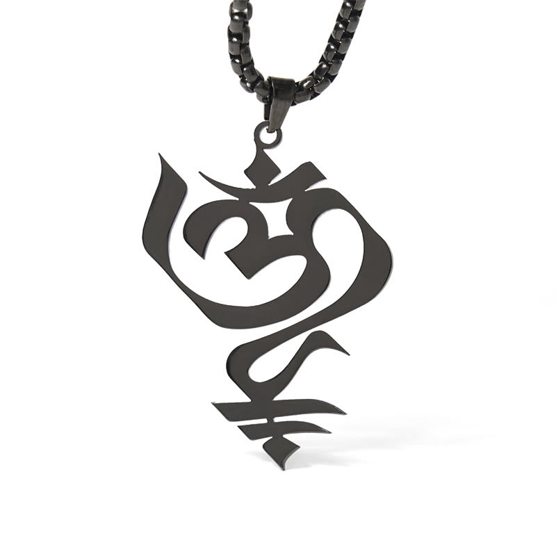 Vintage OM Symbol geometry Design Stainless Steel Connection Necklace Pendant
