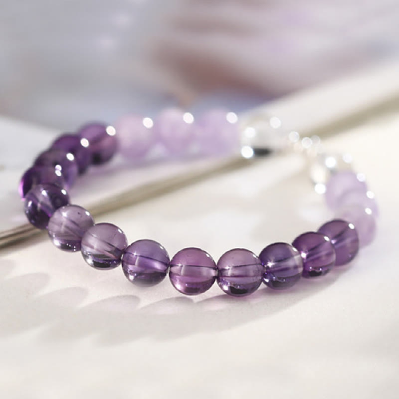Natural Strawberry Quartz & Lotus Beaded Gemstone Bracelet with Amethyst or Rose Quartz