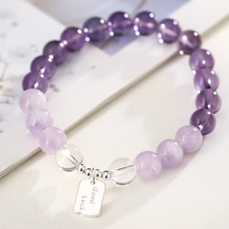 Natural Strawberry Quartz & Lotus Beaded Gemstone Bracelet with Amethyst or Rose Quartz
