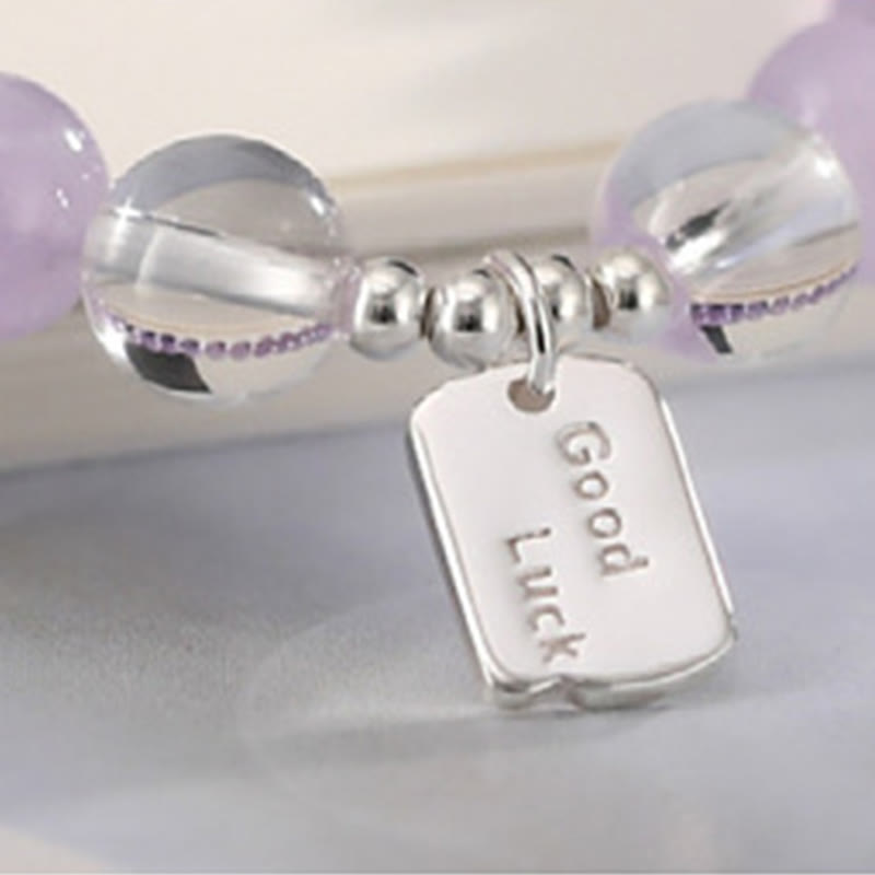 Natural Strawberry Quartz & Lotus Beaded Gemstone Bracelet with Amethyst or Rose Quartz