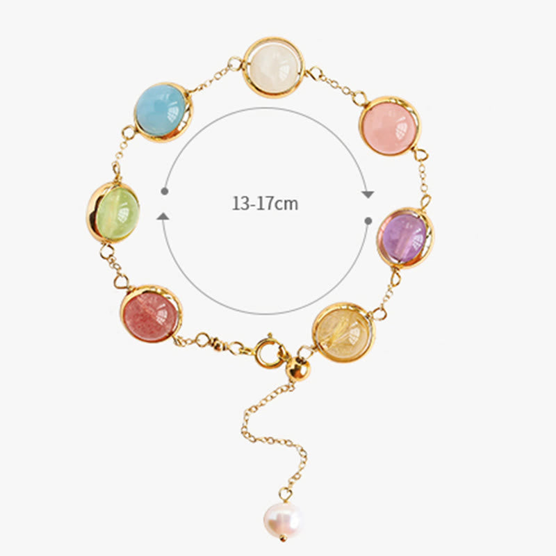 Colorful Crystal Amethyst Strawberry Quartz Balance Bracelet