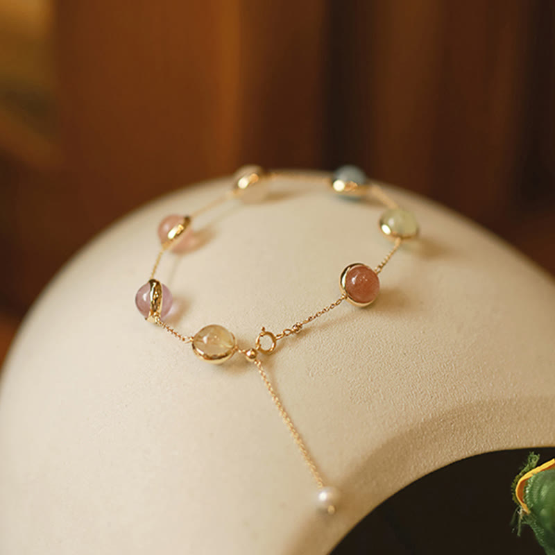 Colorful Crystal Amethyst Strawberry Quartz Balance Bracelet
