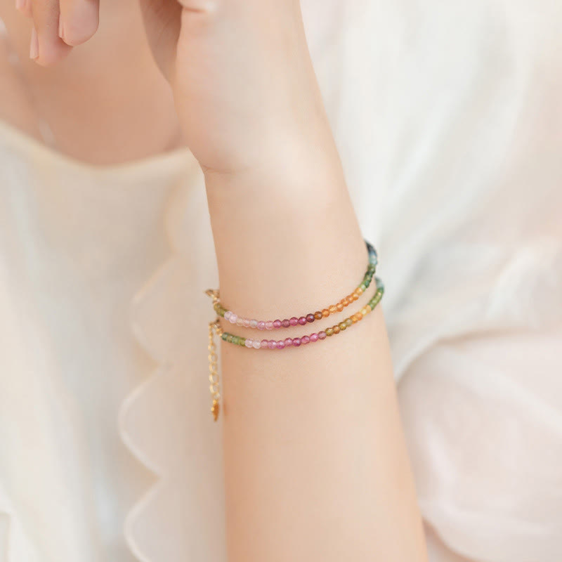 2.5mm Natural Tourmaline Ultra-thin Beads Positive Bracelet