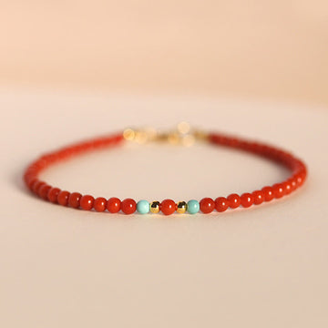3mm Natural South Red Agate Ultra-Thin Minimalist Beaded Bracelet