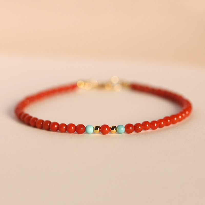 3mm Natural South Red Agate Ultra-Thin Minimalist Beaded Bracelet
