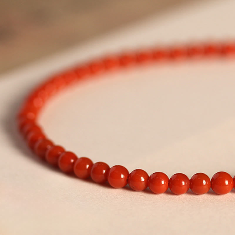 3mm Natural South Red Agate Ultra-Thin Minimalist Beaded Bracelet