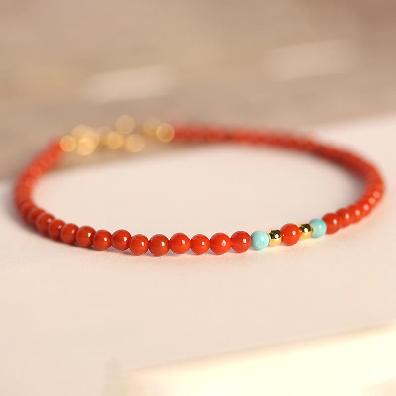 3mm Natural South Red Agate Ultra-Thin Minimalist Beaded Bracelet