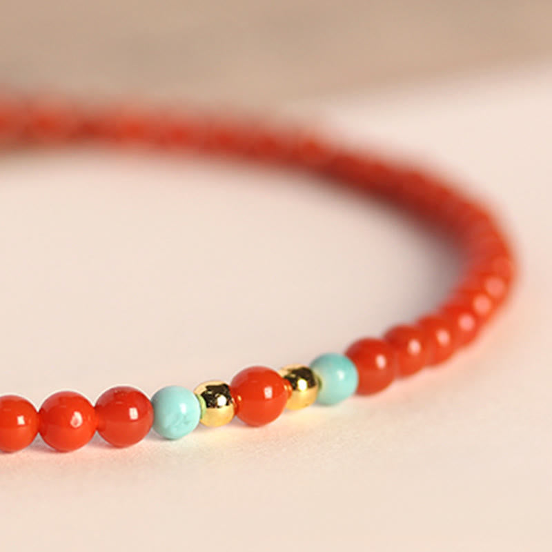 3mm Natural South Red Agate Ultra-Thin Minimalist Beaded Bracelet