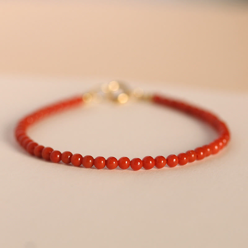 3mm Natural South Red Agate Ultra-Thin Minimalist Beaded Bracelet