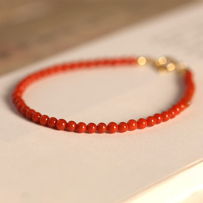 3mm Natural South Red Agate Ultra-Thin Minimalist Beaded Bracelet