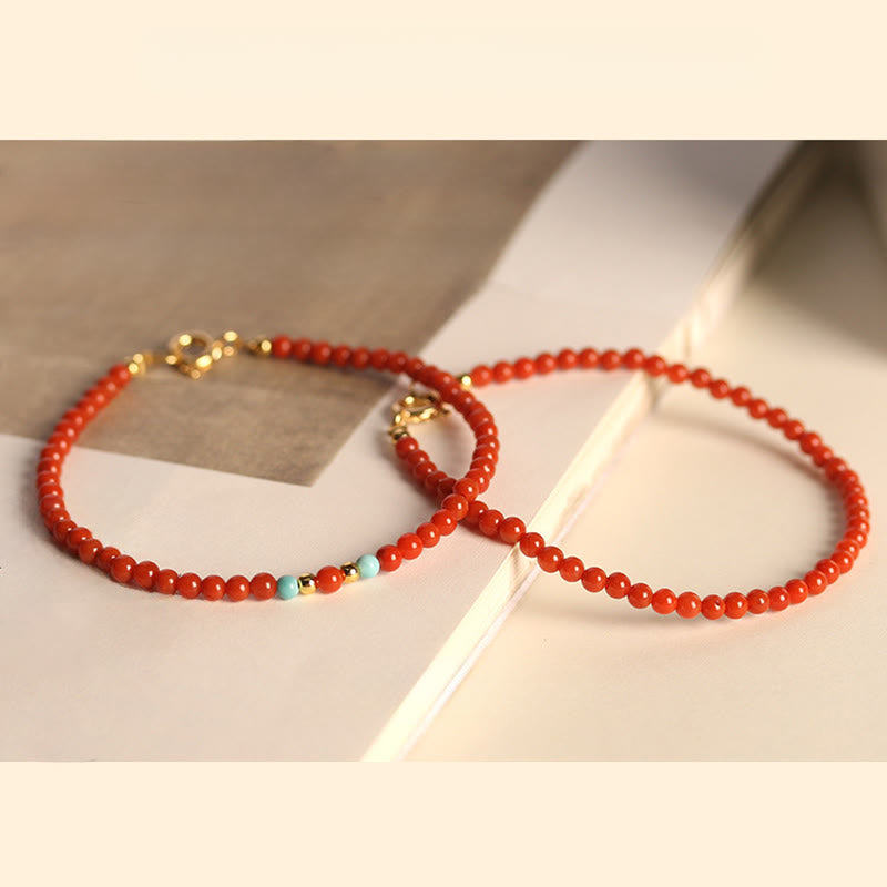 3mm Natural South Red Agate Ultra-Thin Minimalist Beaded Bracelet