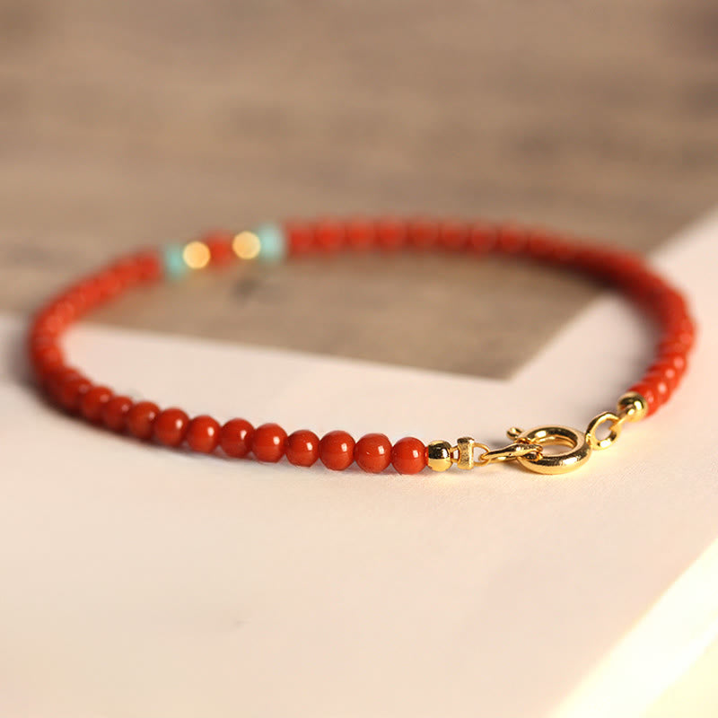 3mm Natural South Red Agate Ultra-Thin Minimalist Beaded Bracelet