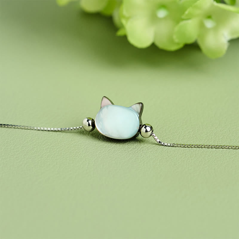 925 Sterling Silver Tridacna Cat Head Chain Bracelet – Adjustable