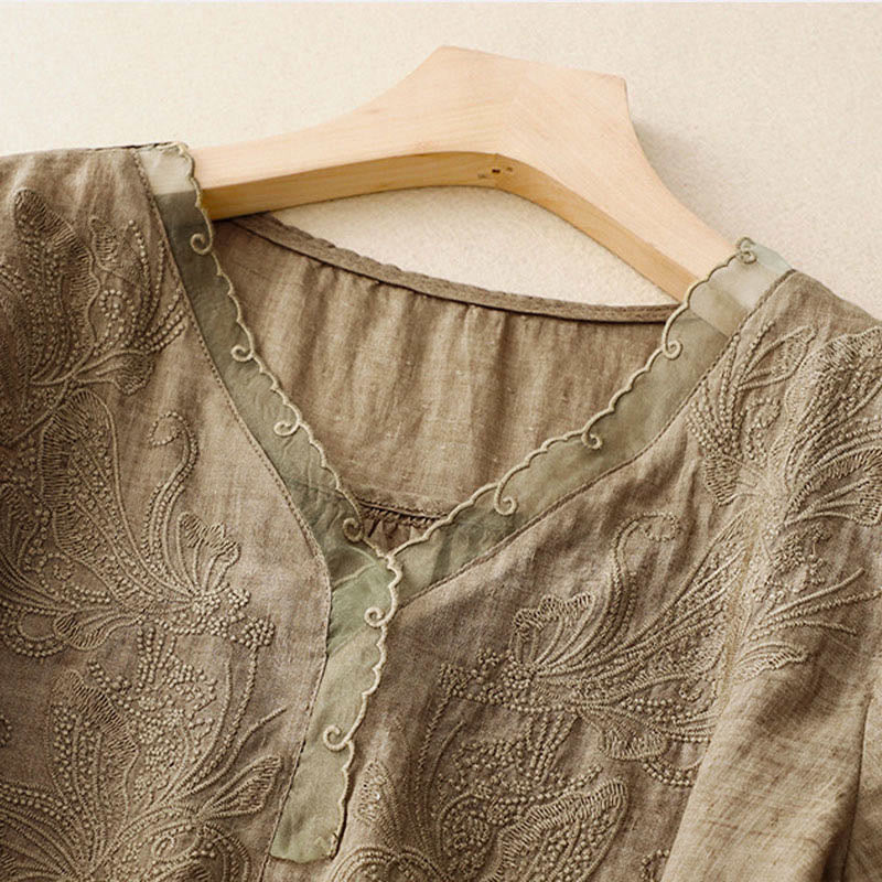 V-Neck Butterfly Women's Half Sleeve Shirt