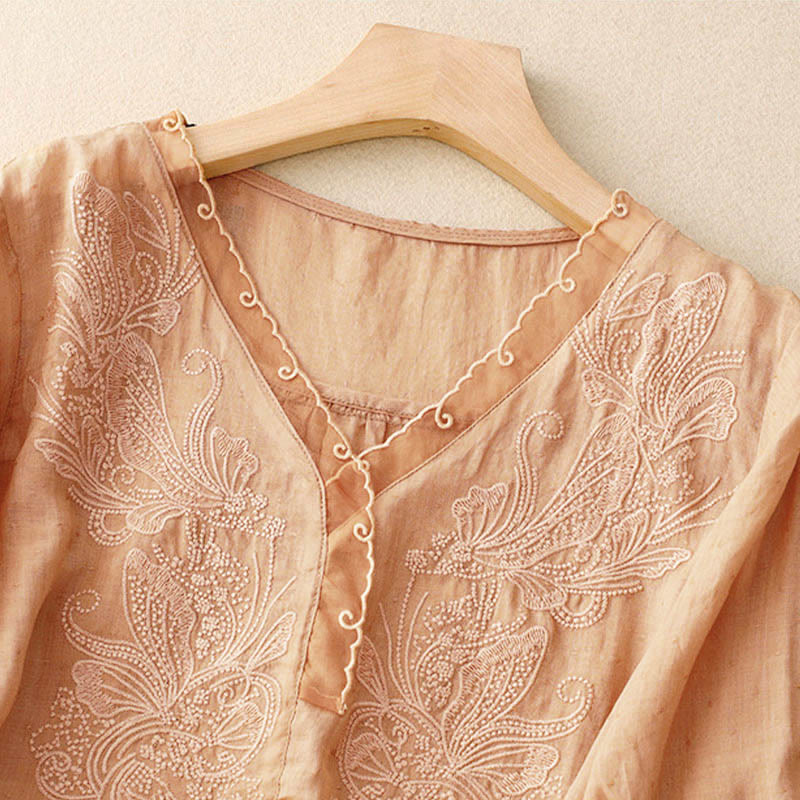 V-Neck Butterfly Women's Half Sleeve Shirt