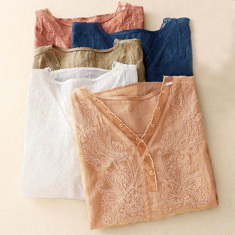 V-Neck Butterfly Women's Half Sleeve Shirt