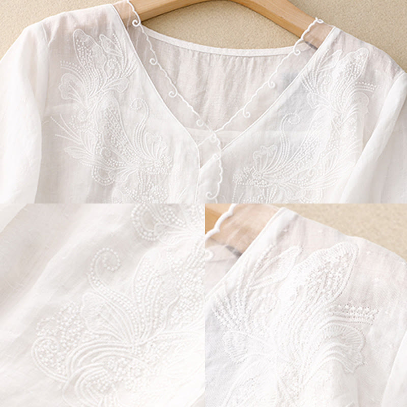 V-Neck Butterfly Women's Half Sleeve Shirt