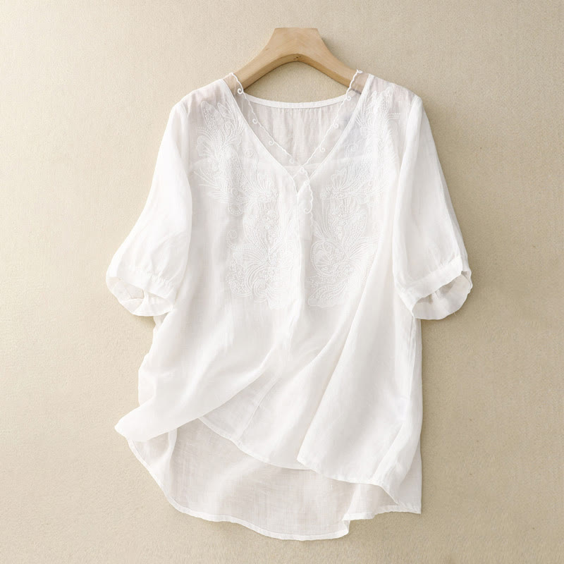 V-Neck Butterfly Women's Half Sleeve Shirt