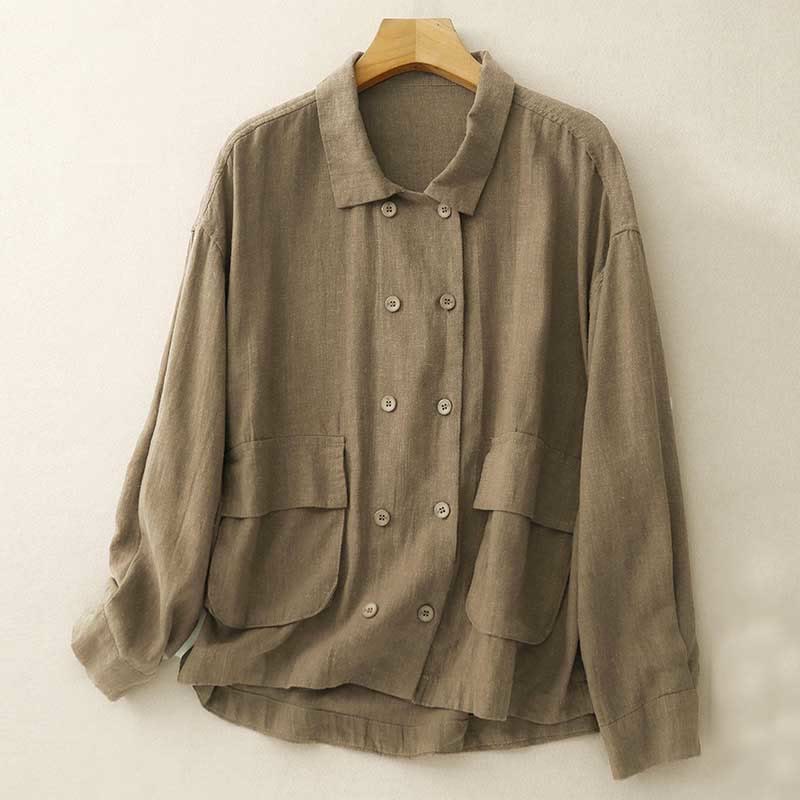 Breathable Cotton Double-Breasted Mindful Layering Jacket