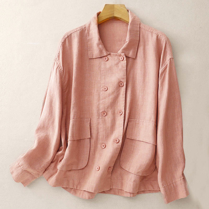 Breathable Cotton Double-Breasted Mindful Layering Jacket