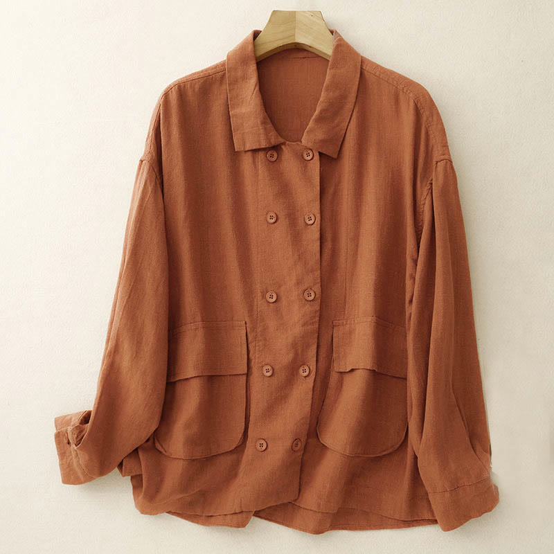 Breathable Cotton Double-Breasted Mindful Layering Jacket