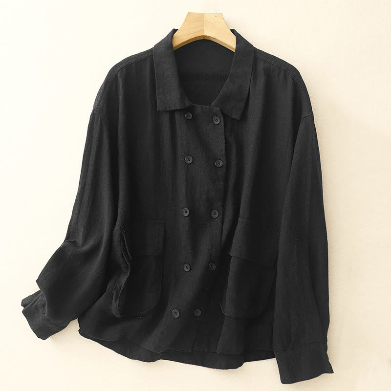 Breathable Cotton Double-Breasted Mindful Layering Jacket