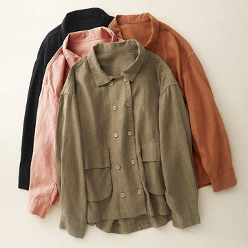 Breathable Cotton Double-Breasted Mindful Layering Jacket