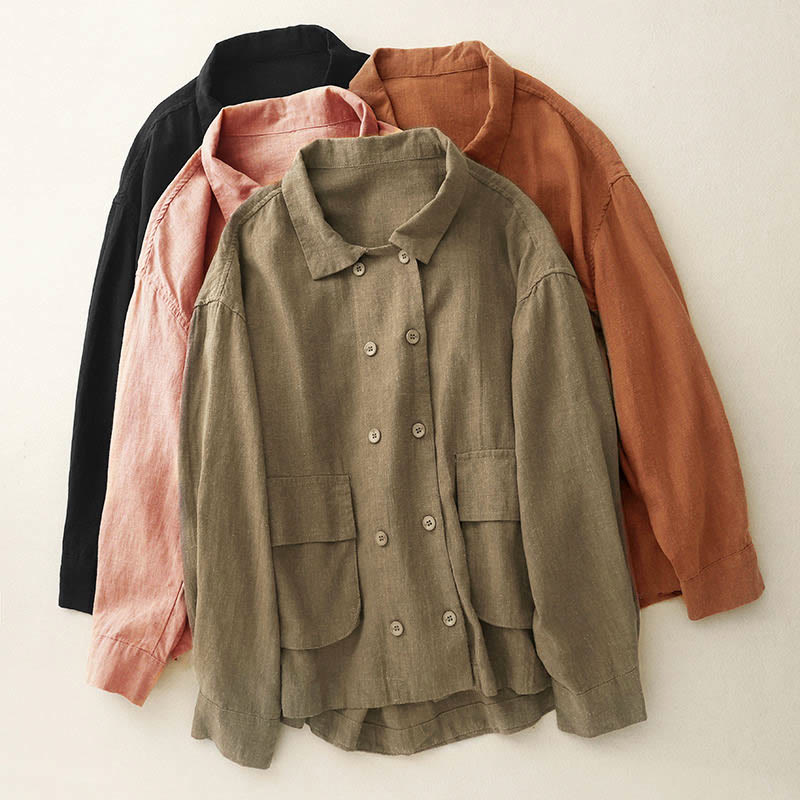 Breathable Cotton Double-Breasted Mindful Layering Jacket