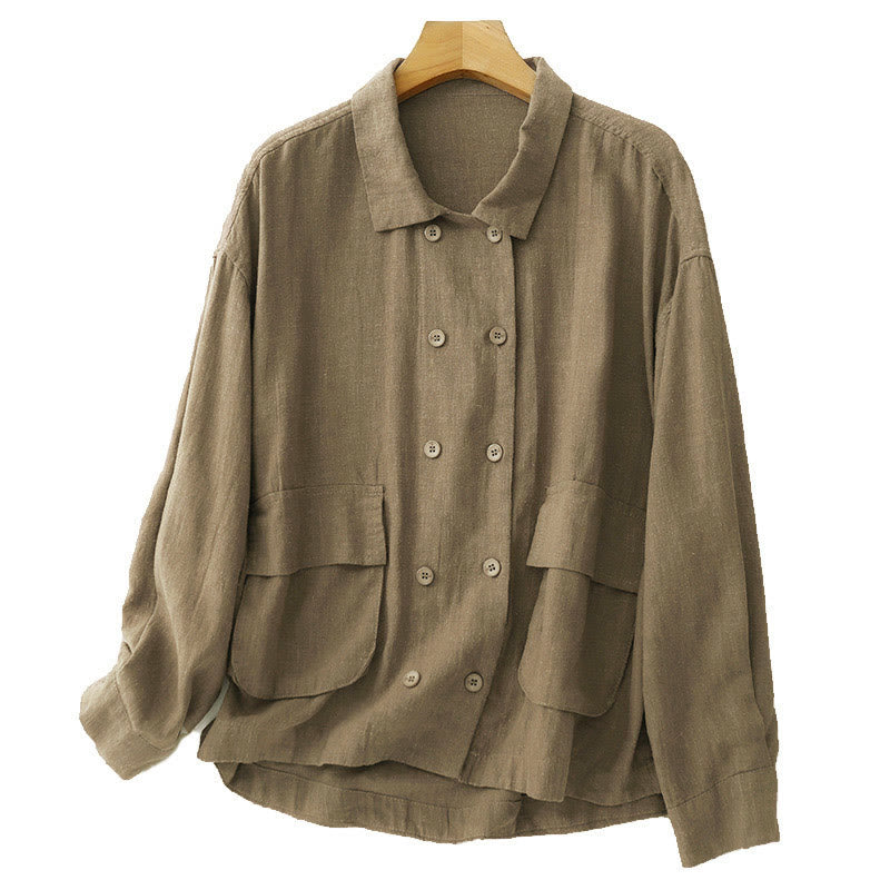 Breathable Cotton Double-Breasted Mindful Layering Jacket