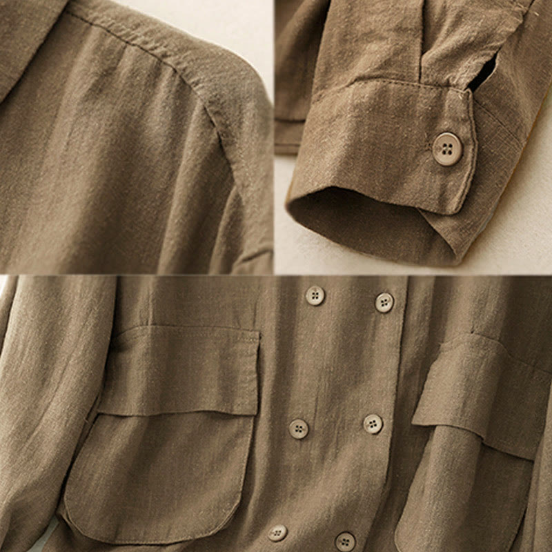 Breathable Cotton Double-Breasted Mindful Layering Jacket