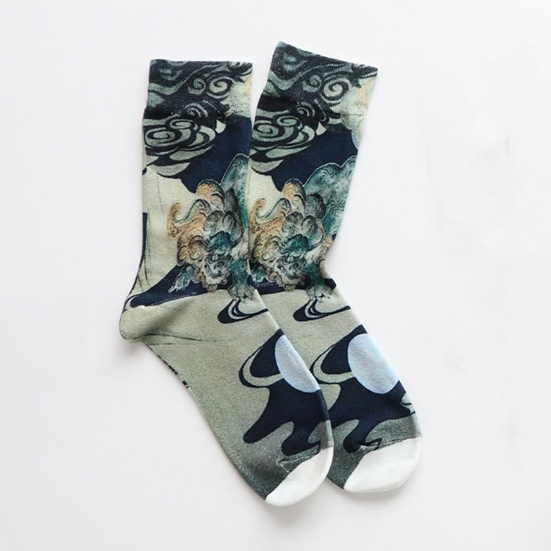 "Choose Wisely" PiXiu Auspicious Clouds Women's Socks Includes Gift Message Card