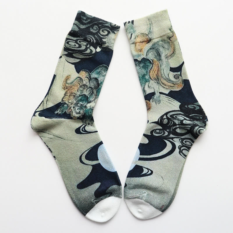 "Choose Wisely" PiXiu Auspicious Clouds Women's Socks Includes Gift Message Card