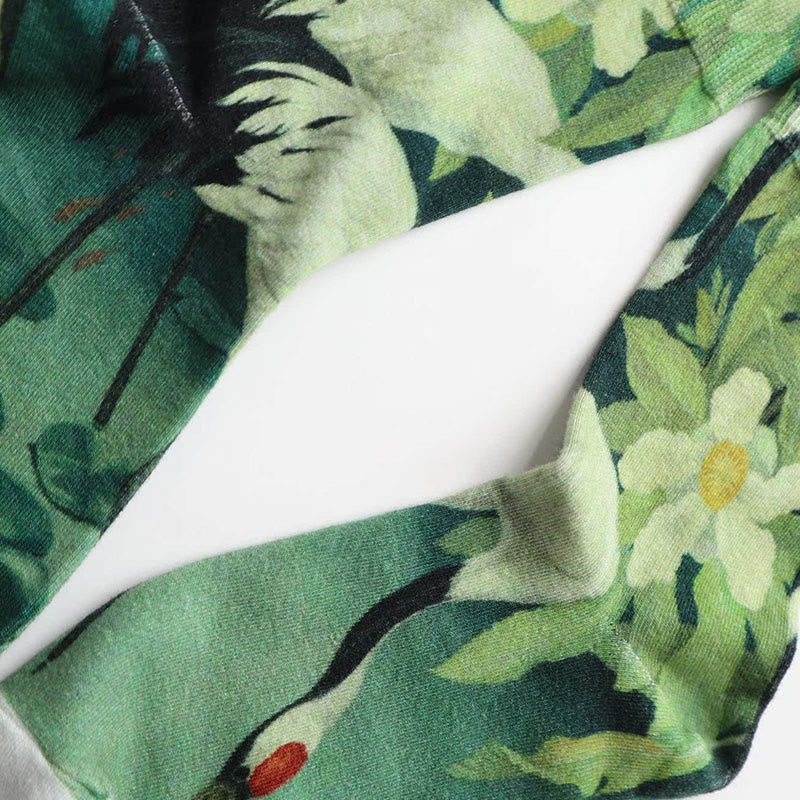"Rooted in Stillness" Crane Lotus Koi Fish Women's Socks Includes Gift Message Card