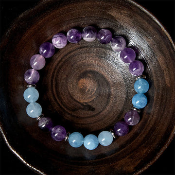 Amethyst Aquamarine Spacer Beads Peace Bracelet