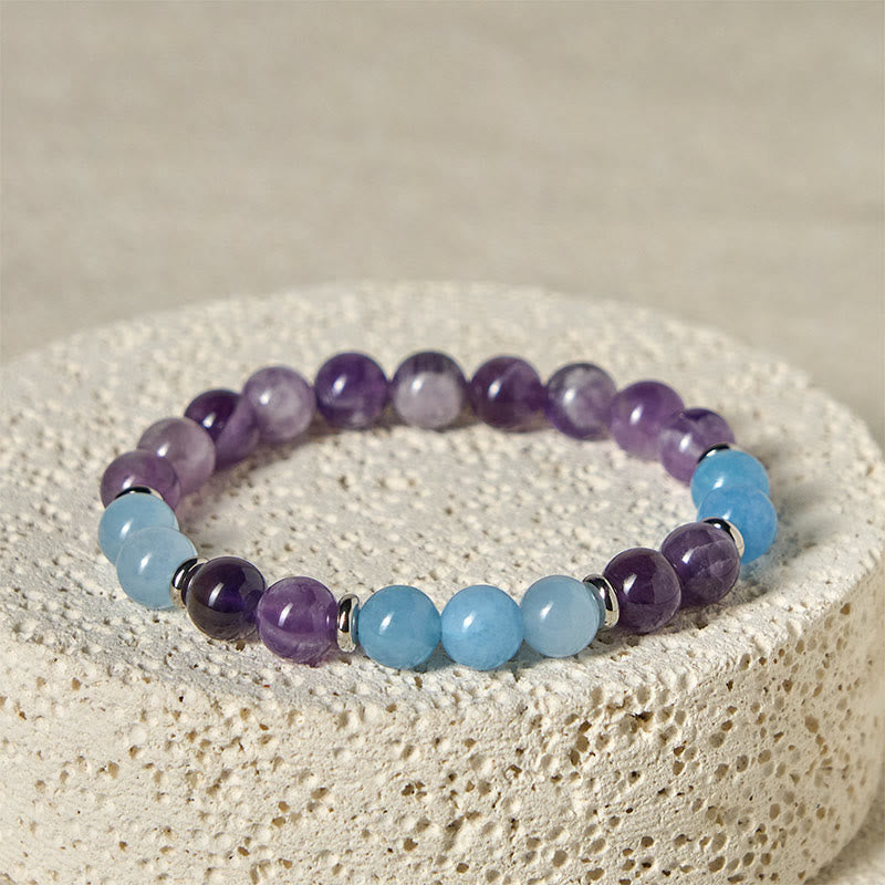 Amethyst Aquamarine Spacer Beads Peace Bracelet