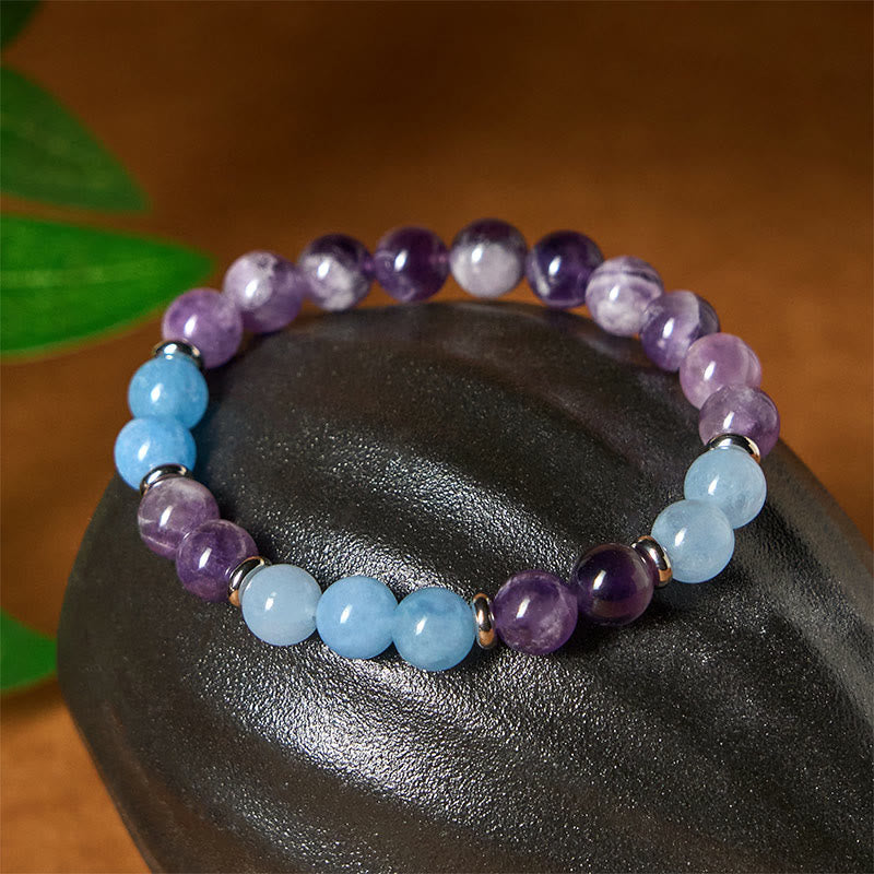 Amethyst Aquamarine Spacer Beads Peace Bracelet