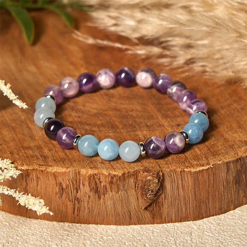 Amethyst Aquamarine Spacer Beads Peace Bracelet