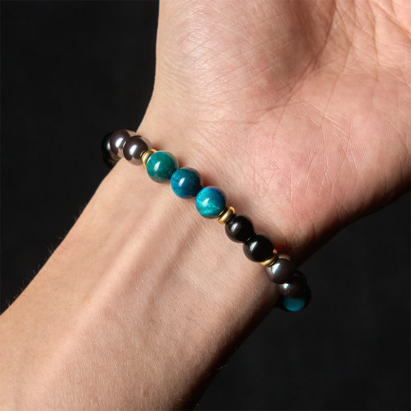 Natural Blue Tiger Eye Beads Balance Bracelet