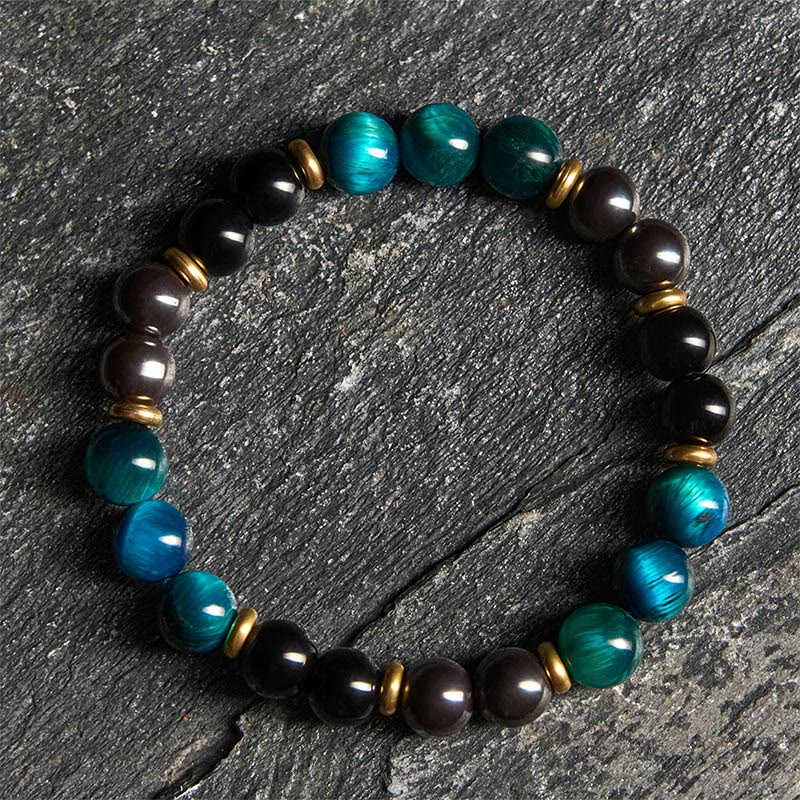 Natural Blue Tiger Eye Beads Balance Bracelet