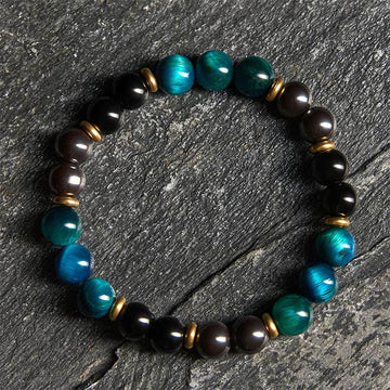 Natural Blue Tiger Eye Beads Balance Bracelet