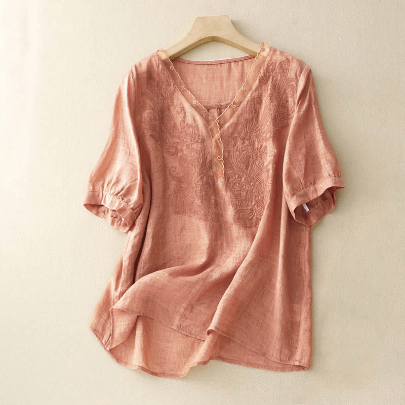 V-Neck Butterfly Women's Half Sleeve Shirt