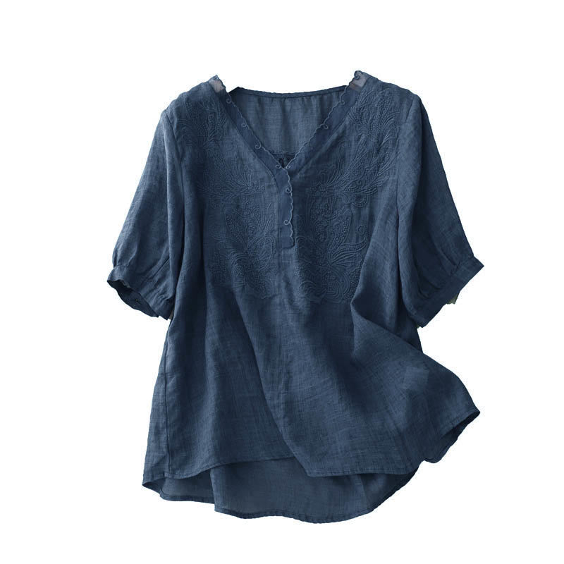 V-Neck Butterfly Women's Half Sleeve Shirt