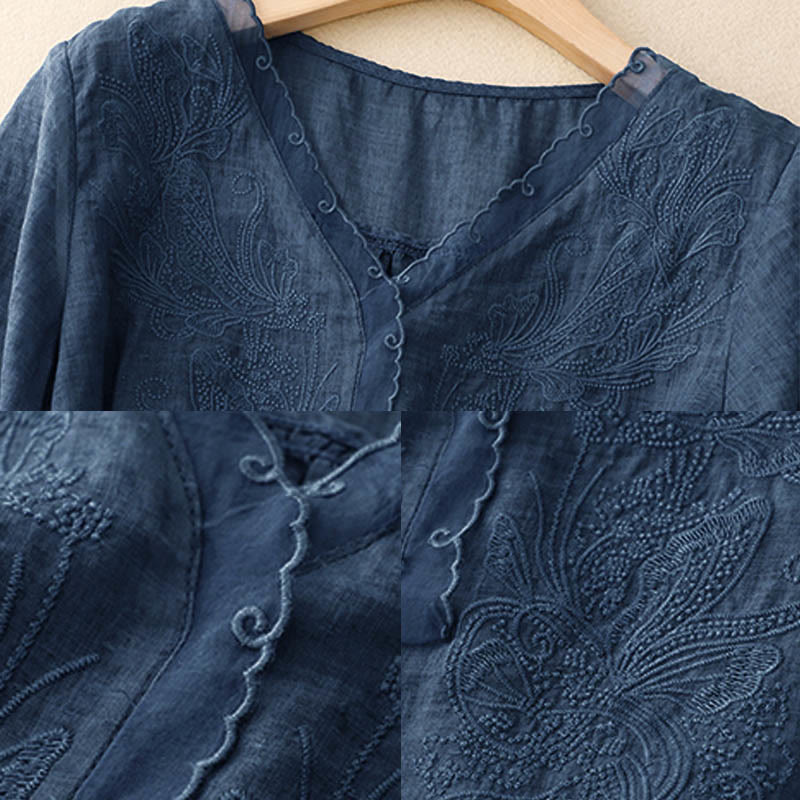 V-Neck Butterfly Women's Half Sleeve Shirt