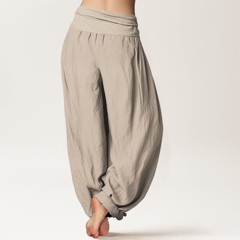 Breathable Cotton Lotus Print Meditation Harem Pants