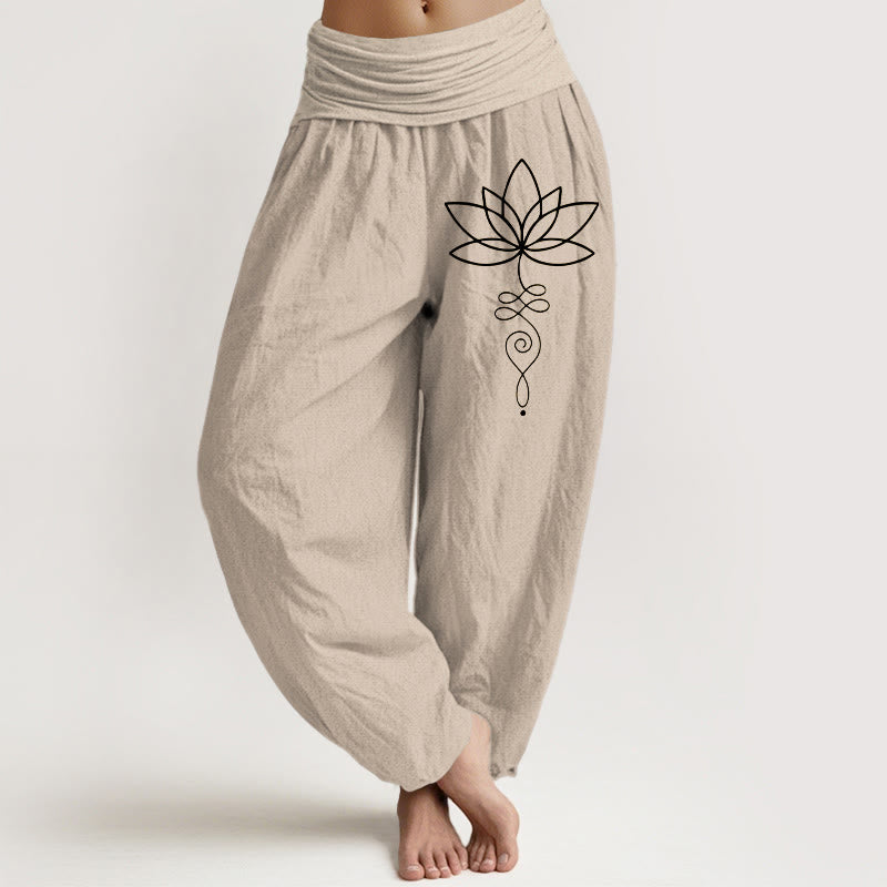 Pure Cotton Lotus Unalome Meditation Harem Pants
